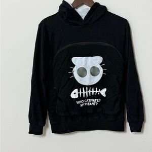 BOMBAXCEIBA Cat Hoodie with Zipper Pouch